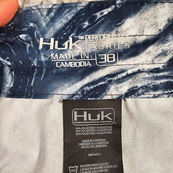 Huk Board Shorts Men 38 Blue Fishing Swim Trunks Performance Quick Dry Outdoor - Picture 4 of 12